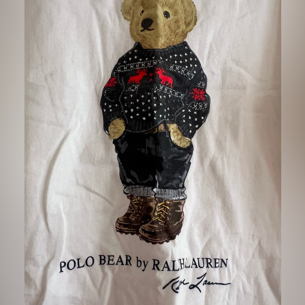 Polo Ralph Lauren Teddy Bear long Sleeve Shirt kids Size 6 / 120 - Picture 3 of 6